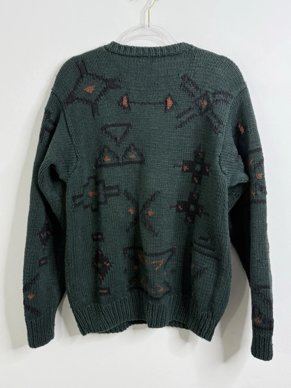 VTG J Crew Oarsman Sweater Sz L Linen Cotton Heavy Knit Fisherman Southwestern